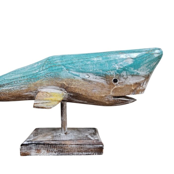 Carved WOoden Whale On Stand WET4510A Front Top Carved WOoden Whale On Stand WET4510A Front Top