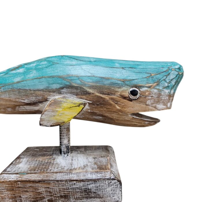 Carved Whale On Stand WET4512B Close Up Carved Whale On Stand WET4512B Close Up