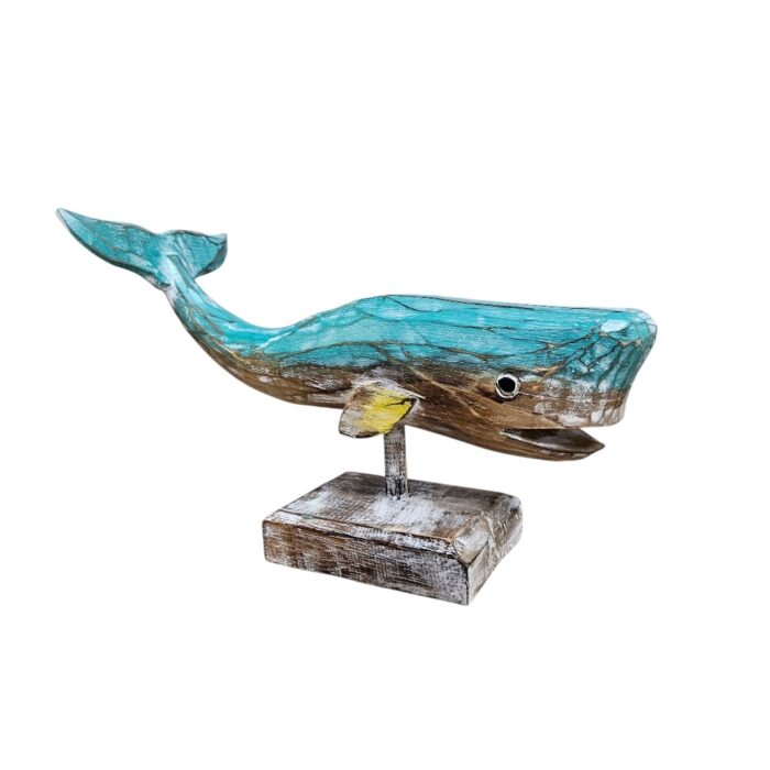 Carved Whale On Stand WET4512B Side Carved Whale On Stand WET4512B Side