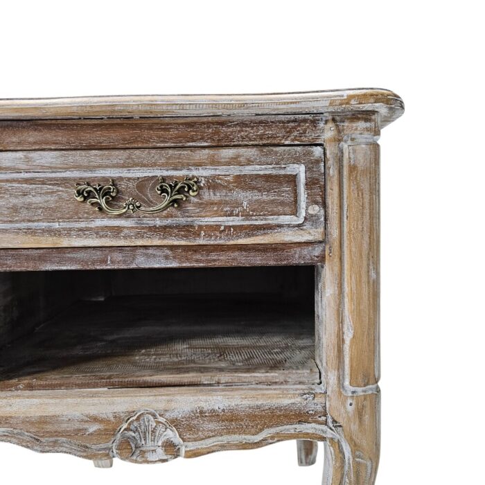 Farmhouse Bedside Pedestal Teak MAD5505A Close Farmhouse Bedside Pedestal Teak MAD5505A Close