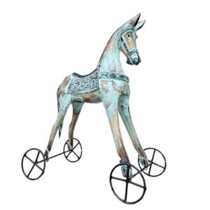 Carved Wooden Horse On Wheels