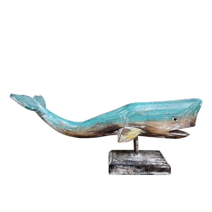 Whale Carved On Stand Wooden WET4511B Whale Carved On Stand Wooden WET4511B