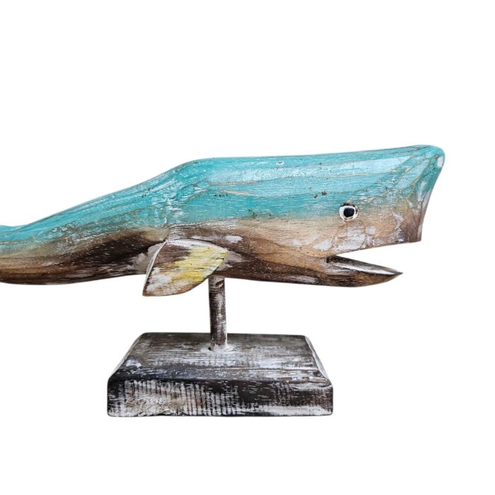 Whale Carved On Stand Wooden WET4511B Close Up Whale Carved On Stand Wooden WET4511B Close Up