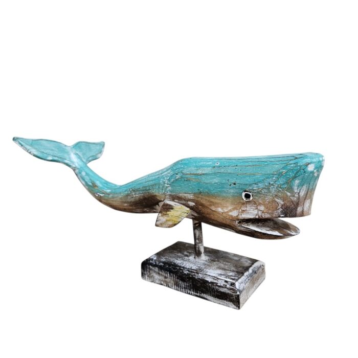 Whale Carved On Stand Wooden WET4511B Main Whale Carved On Stand Wooden WET4511B Main