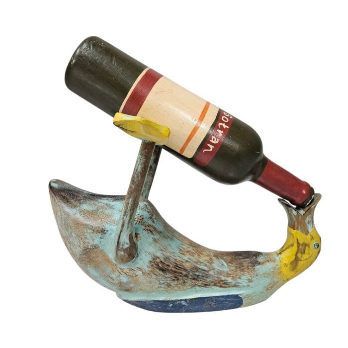Wooden Duck Wine Bottle Holder WET2503 With Bottle Wooden Duck Wine Bottle Holder