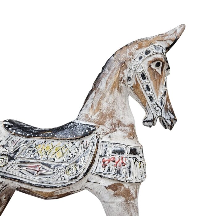 Wooden Rocking Horse White Wash WET0010 Close Up