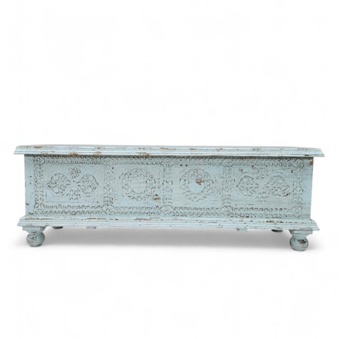Carved Light Blue Blanket BOx Main KMF19102 Carved Light Blue Blanket Box