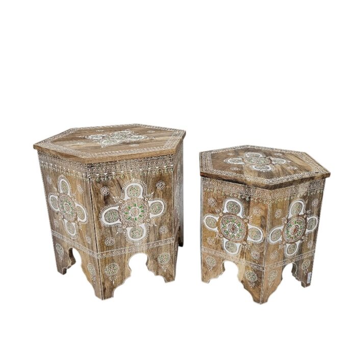 Morocco Side Table Set KMF32066 Brown Opne Morocco Side Table