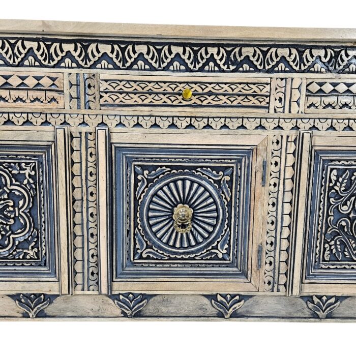 Onyx Carved Sideboard Main Front KMF19340 Close Up Onyx Carved Sideboard