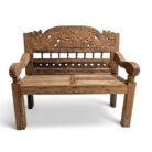 Rustic Carved Teak Bench