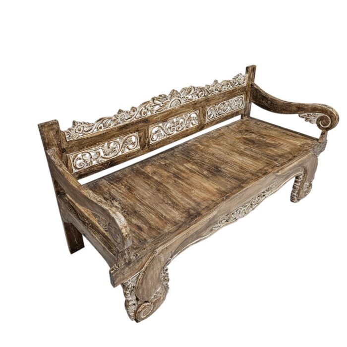 Subira Teak Carved Bench Main BEB6602 Close Subira Teak Carved Bench Main BEB6602 Close