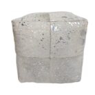 White Hide Ottoman