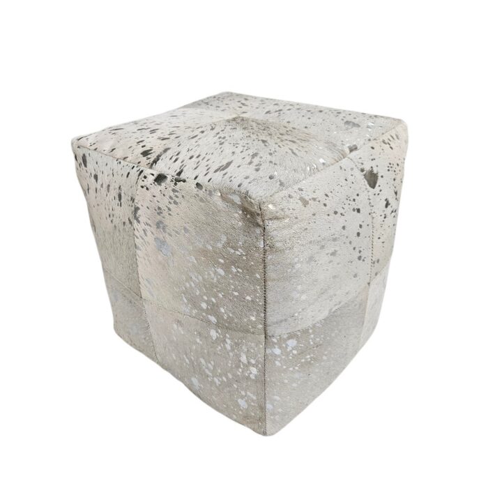 White Hide Ottoman