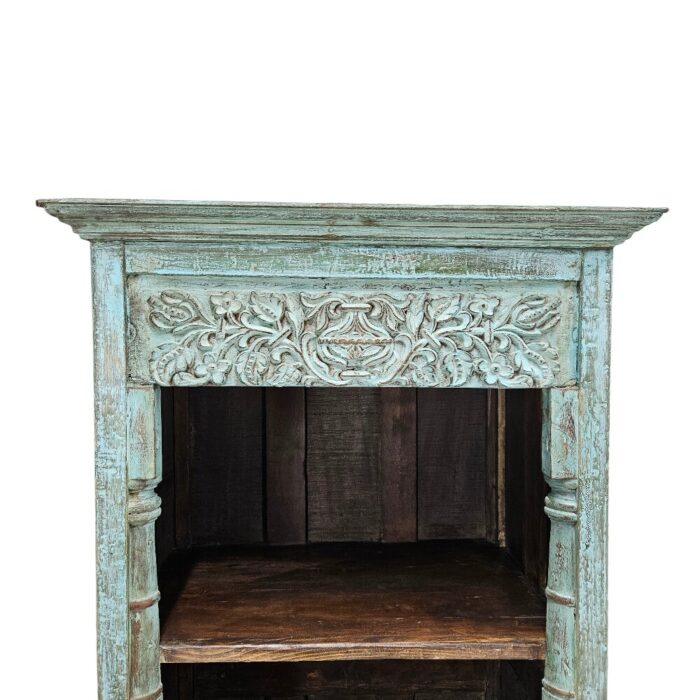 Carved Teal Bookshelf KMF10110 Close