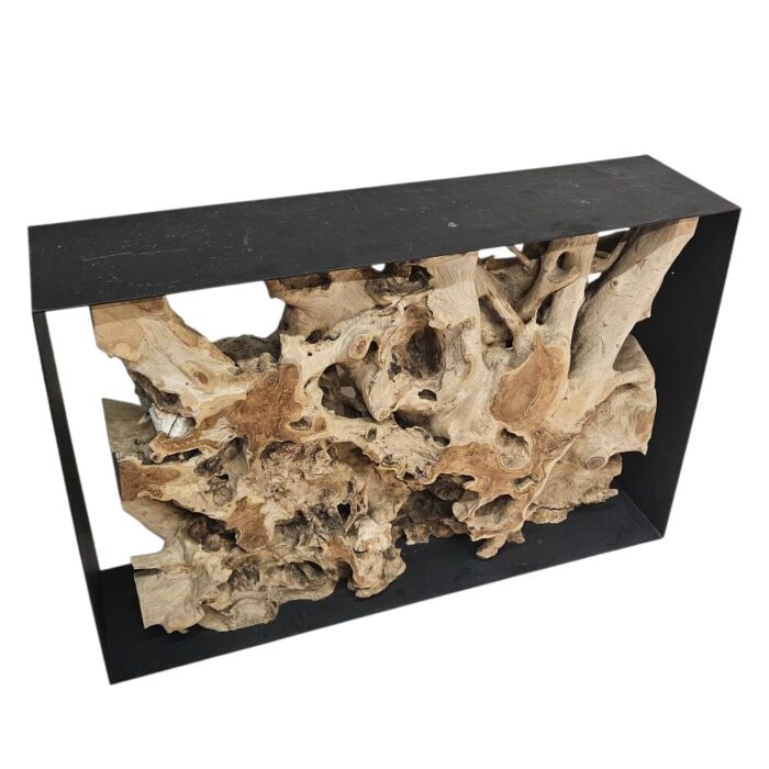 Steel and Teak Root Console Table NJA9608A Side Steel and Teak Root Console Table NJA9608A Side