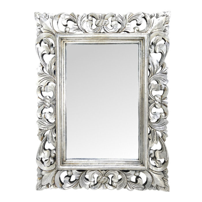 Fleur De Lis Mirror MAD0635A Main Silver Fleur De Lis Silver Carved Mirror