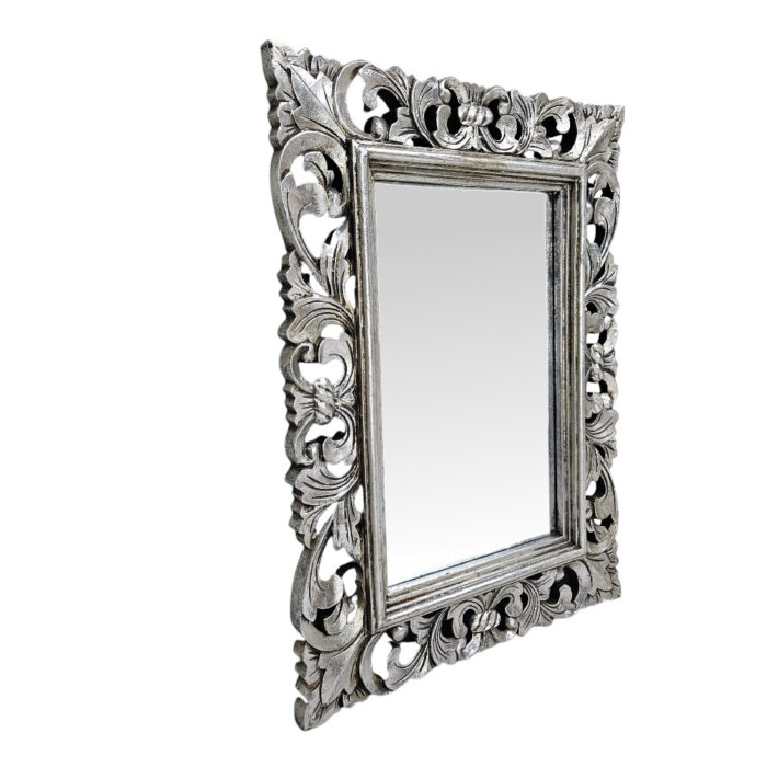 Fleur De Lis Mirror MAD0635A Main Silver Side Fleur De Lis Silver Carved Mirror