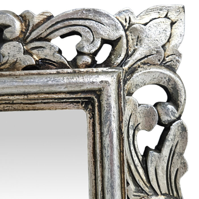 Fleur De Lis Silver Carved Mirror MAD0630A Close Up Fleur De Lis Silver Carved Mirror MAD0630A Close Up
