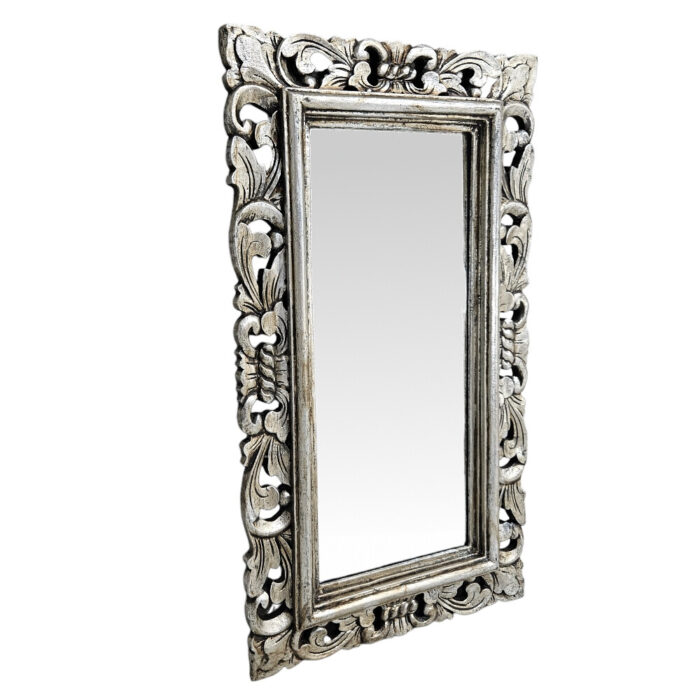 Fleur De Lis Silver Carved Mirror MAD0630A Side Fleur De Lis Silver Carved Mirror