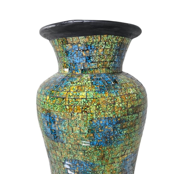 Green And Blue Mosaic Vase YUB0600E Close Up