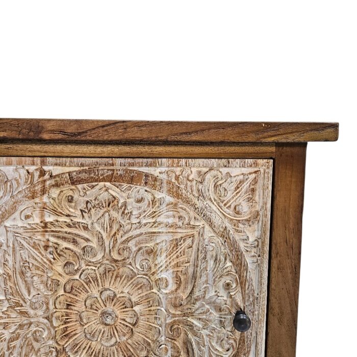 Lina Teak Bedside Pedestal JAW7125 Close Up Top Lina Teak Bedside Pedestal JAW7125 Close Up Top