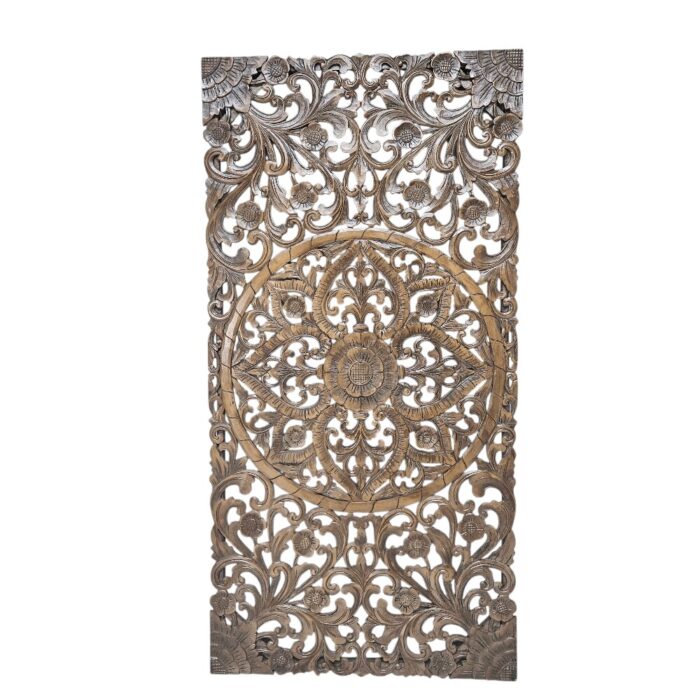 Carved Mandala Brown Headboard