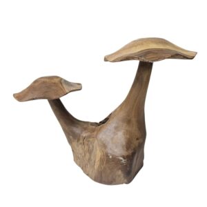 Carved Teak Mushroom Pair