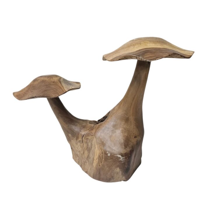 Pair Of Wooden Mushrooms Carved Teak NJA0009 Front