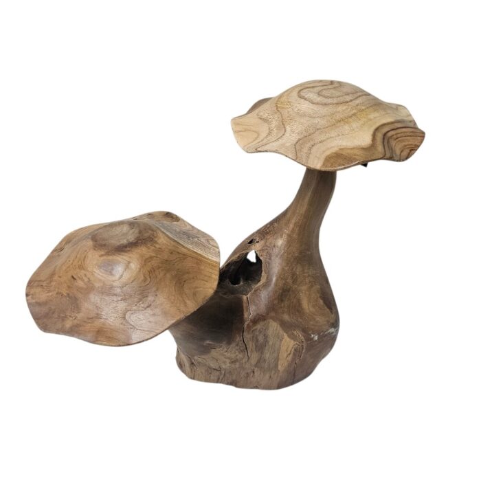 Pair Of Wooden Mushrooms Carved Teak NJA0009 Top