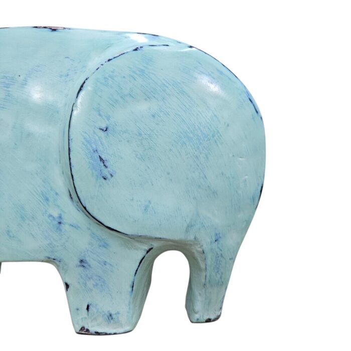 Pottery Turquoise Elephant LJP3565E Close Up View Turquoise blue home accents