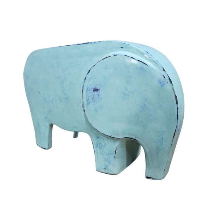 Pottery Turquoise Elephant LJP3565E Side Artisan elephant figurine