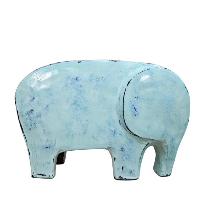 Pottery Turquoise Elephant LJP3565E Side View Decorative elephant for home