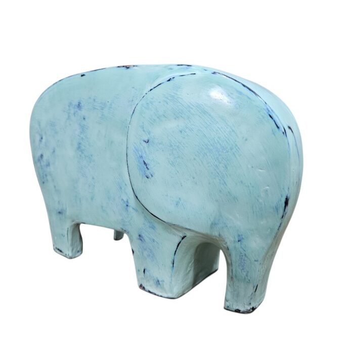 Pottery Turquoise Elephant LJP3565E Side View Ellie Modern elephant ornament