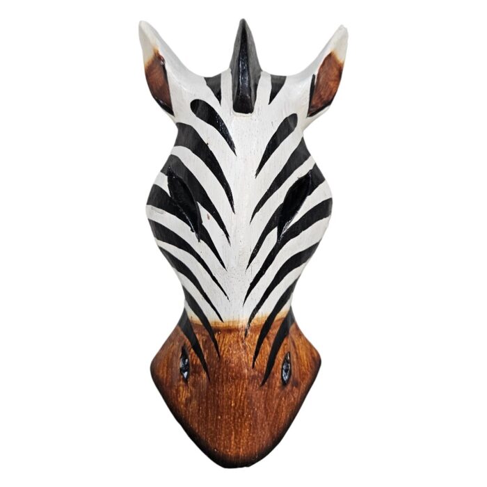 Wooden Zebra Mask Wall Hanging 20cm