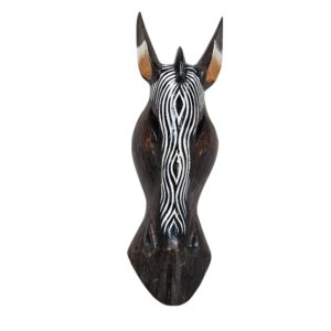 Wooden Zebra Waves Mask Wall Hanging 50cm