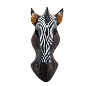 Wooden Zebra Waves Mask Wall Hanging 20cm