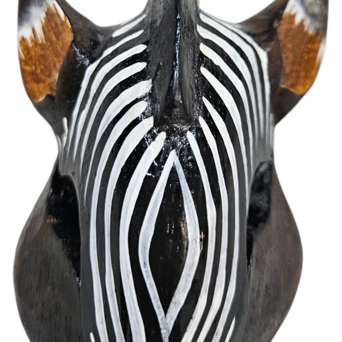 Zebra Wooden Mask Waves Wall Hanging GAL0906C 18cm Close View