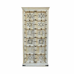 Carved White Wash Cabinet Almirah