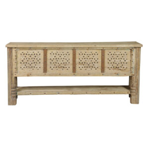 Carved Column Console Table – Natural