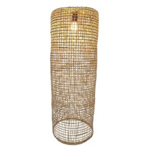 Organic Woven Rattan Cylinder Hanging Lamp