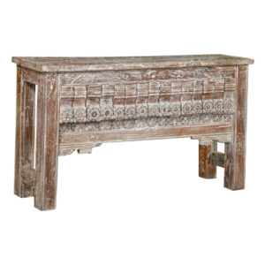 Flora Carved Console Table – Brown/White